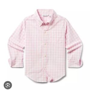 NWT Janie and Jack Boys Pink Gingham 100% Cotton Shirt - Size 4